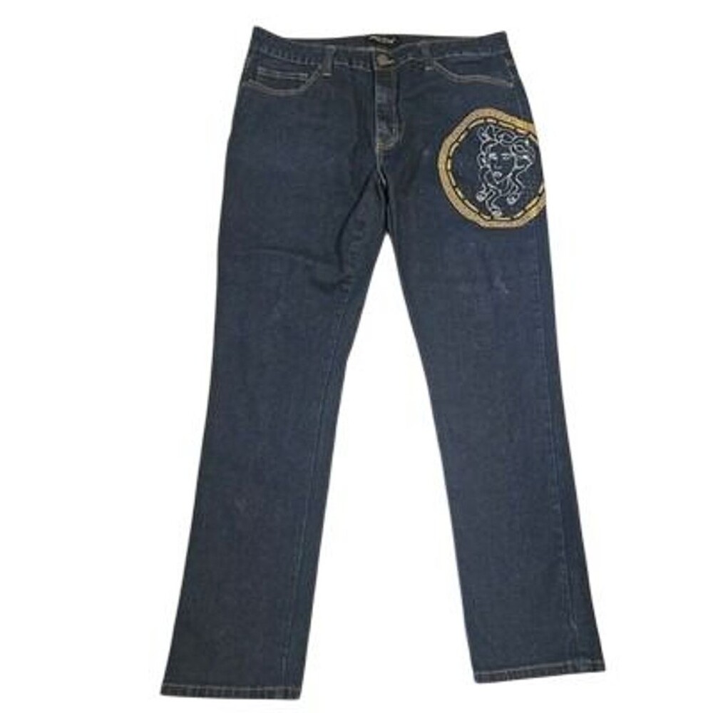 Smoke & Ash Premium Denim Mens 70% Cotton Blend Jeans Dark Blue Size 36 x 32